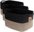 Goodpick Cube Storage Bins - Towel, Book, Cloth, Shoes, Closet Shelf Woven Baskets for Office, Baby Laundry, Toys, 13''x10''x9'' (Pack of 3)