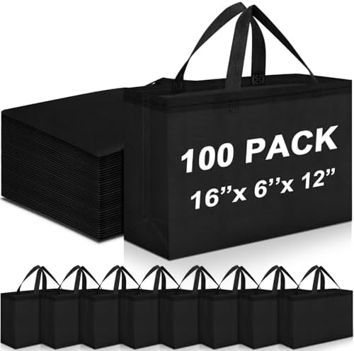 Windyun Reusable Grocery Bags Large Non Woven Shopping Bags with Handles Foldable Portable Tote, 16x6x12 Inch