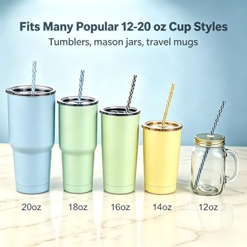 25 Pack 9 Inch Clear Reusable Plastic Straws with Cleaning Brush, BPA-Free Dishwasher Safe Tumbler Straws for 16 oz & 20 oz Cups, YETI, Mason Jars, Iced Coffee and Travel Cups