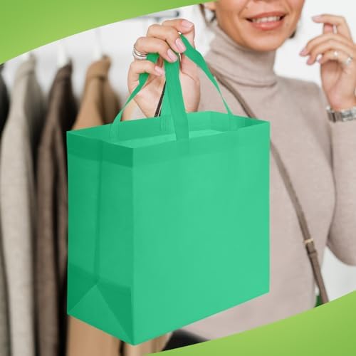 Reginary 100 PCS Non Woven Tote Bags Bulk,Green