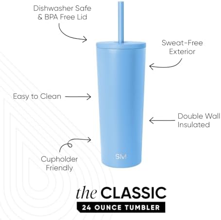 Simple Modern Iced Coffee Tumbler, Insulated | 24oz | Blue