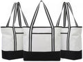 Carbrea 15 Inch Large Canvas Tote Bag with Bottom Support, White, 3 Pack