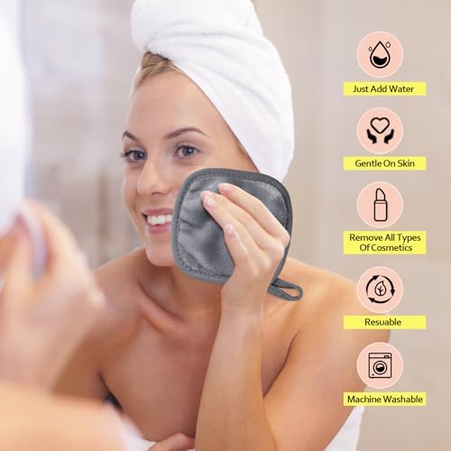 HOMEXCEL Makeup Remover Cloth 12 Pack Reusable Makeup Remover Pads Washable