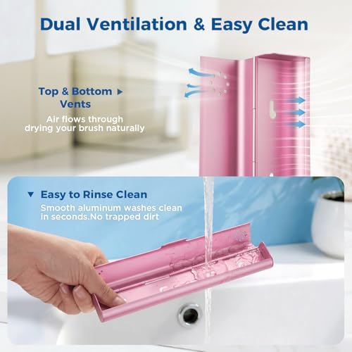 4 Pack Toothbrush Travel Case Aluminum, Portable Toothbrush Holders Travel, Manual Toothbrush Case Container for Traveling, Bathroom, Camping, Business Trip(Black, Silver, Pink, Blue)