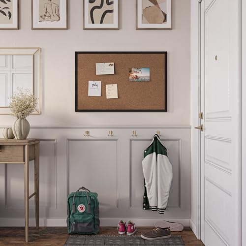 U Brands Cork Bulletin Board, 24'' x 36'', Black Wood Frame