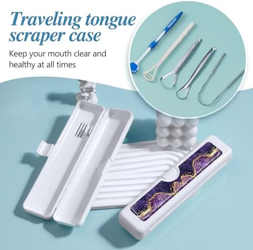 Toothbrush Travel Case - Colorful Pattern, Holder and Covers for Toothbrushes, Includes Tongue Scraper Case