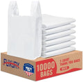Fuxury 10000 (10K) Count Plastic T-shirt Bags Plain White 11.5" x 6.5" x 21", Grocery, Trash, Take Out, To Go, Restaurants, Retail Shopping Bags in Bulk for Small Business