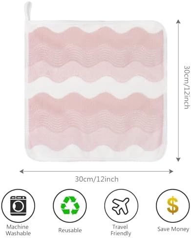 SINLAND Absorbent Coral Velvet Washcloth Ultra Soft Microfiber Face Towels 12 x 12 inch Multi-Purpose Face Cloths for Household and Sport