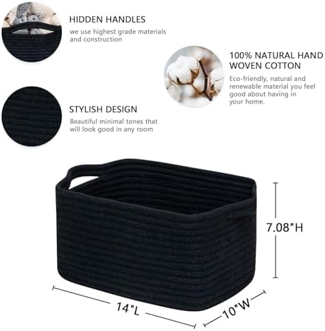 CubesLand Cube Storage Organizer Basket Bin, Cotton Rope Shelves Basket