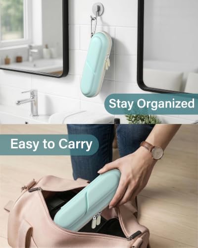 ProCase Toothbrush Travel Case for Oral-B/Oral-B Pro 1000 1500 5000 7000 7500 6000 9600/Philips Sonicare 4100 5100 1100 6100 5300 Oral-B iO Electric Toothbrush Portable Hard Container -Iceblue
