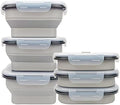 CARTINTS Large 1200ml Collapsible Bowls with Lids, Silicone Food Storage Containers, Space-Saving Meal Prep Containers For Kitchen and Outdoors Camping, Set of 3, Grey