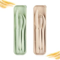 2 Sets Travel Utensils with Case, Portable Camping Cutlery Set
