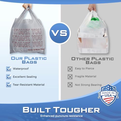 Fuxury Grey Plastic Thank You Shopping Bags Recyclable (1000 Count)