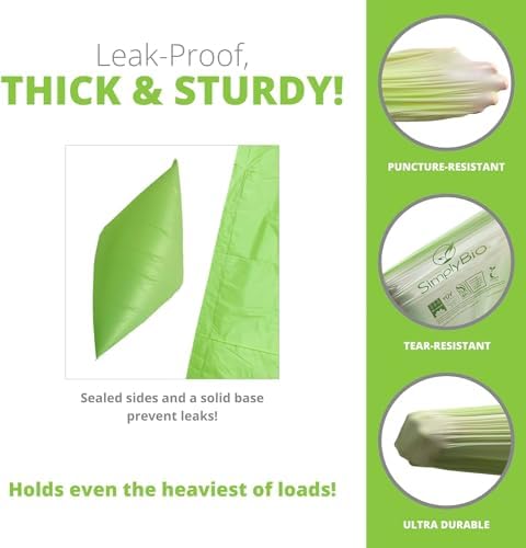 3 Gallon Compostable Trash Bags Drawstring, Heavy Duty Extra Thick 1 Mil, 11.36 Liter, 50 Bags, Small Kitchen Food Scrap Waste Bag, ASTM D6400, US BPI and OK Compost Home