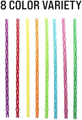 24-Pack, Reusable Straws - Rainbow, Plastic Straws Reusable, BPA Free, Dishwasher Safe, Multicolor, Replacement for Tumblers, Fits 20oz 30oz 40oz
