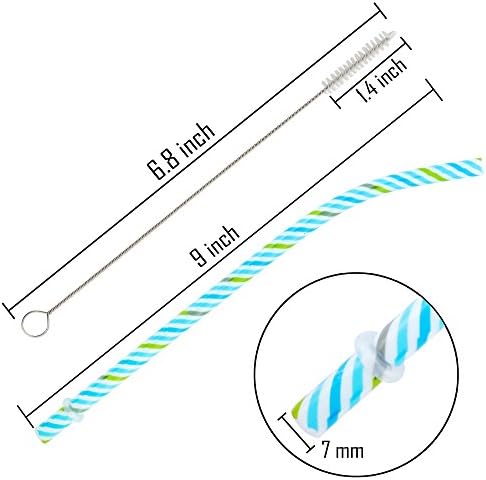 JANYUN 30 Pcs Reusable Plastic Straws, Colorful Printing Hard Plastic Straw