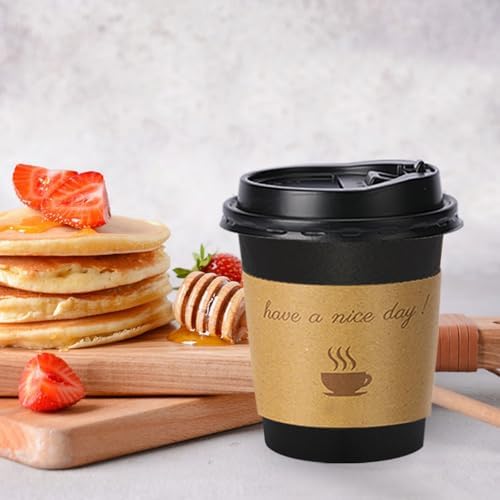 Lamosi 100 Pack 10 oz Coffee Cups, Disposable To Go Paper Cups with Lid