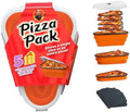 PIZZA PACK The Perfect Reusable Pizza Storage Container with 5 Microwavable Serving Trays - BPA-Free Adjustable Pizza Slice Container to Organize & Save Space, Orange