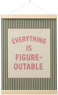 FGFK Everything Is Figureoutable Positive Affirmations Wall Art Poster Hanger Frame, Retro Pink and Green Inspirational Canvas Prints Framed Wall Decor for Office Classroom Home Bedroom, 12x16 Inch
