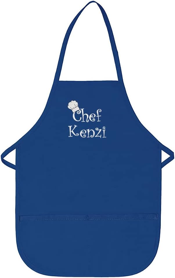 Made in the USA Chef Any Name Child Personalized Embroidered Premium Child Apron for Kids Girls Boys Fun in the Kitchen Gift Royal Long