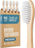 VIVAGO Bamboo Toothbrushes 10 Pack – Plant-Based Medium Bristles