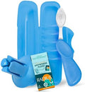 RADIUS Vacation Pastel Bundle, Includes Right Handed Big Brush with Replaceable Head, Toothbrush Travel Case, DOC Toothbrush Holder, Anywhere Travel Floss Packette, Periwinkle Blue, 4 Piece Bundle