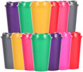 16oz Reusable Plastic Coffee Cups with Lids, 13 Pack, Rainbow