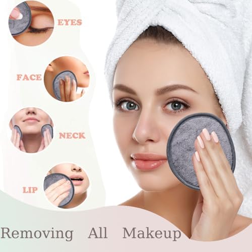 Large Reusable Makeup Remover Pads Face Cleaning Pad 5"x 5" Grey 24 Pack