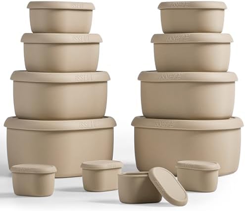 ISSEVE 12Pcs/Set Nesting Silicone Food Storage Containers with Lids