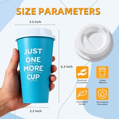 Plastic Reusable Coffee Cups with Lids, 15 Pack