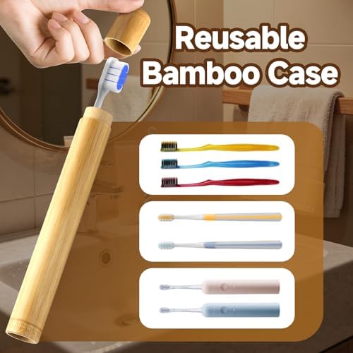 Toothbrush Holder Compatible with Miswak,2Packs Bamboo