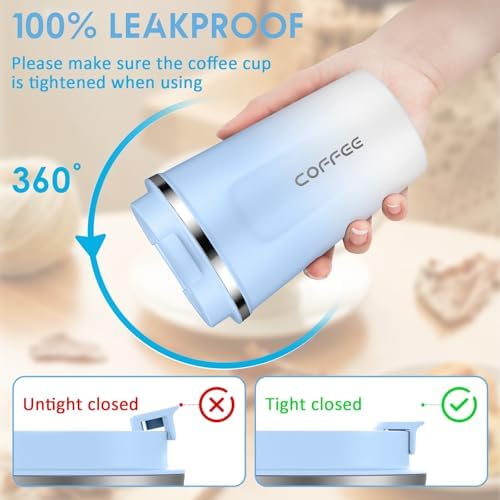 CS COSDDI 12 oz Coffee mug - Stainless Steel Coffee Cup with Leakproof Lid