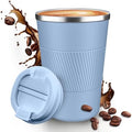12OZ Travel Coffee Mug Insulated Coffee Cup with Spill Leak Proof Lid, Portable Stainless Steel Tumbler Reusable Hot and Cold Water Mug for Car, Daily, Camping- Light Blue