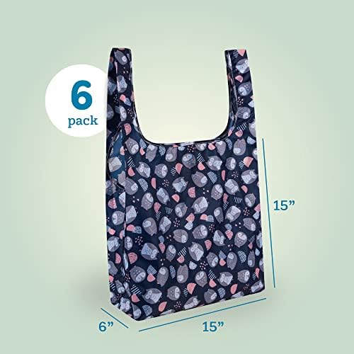 Reusable Grocery Bags 6 Pack Foldable, Washable Large Tote for Shopping