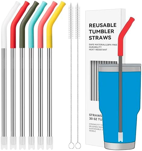 30 oz Straight Metal Straws with Silicone Tip for 30 oz Tumbler