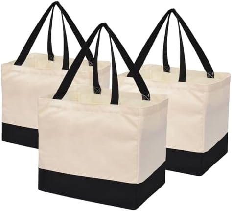 Extra Large Canvas Tote Bag with Pockets, Reusable Grocery Bags Heavy Duty