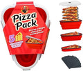 The Perfect Pizza Pack™ - Reusable Pizza Storage Container with 5 Microwavable Serving Trays - BPA-Free Adjustable Pizza Slice Container to Organize & Save Space, Red