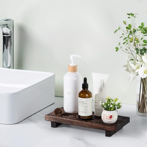Bathroom Tray Farmhouse Decor Kitchen Soap Holder, 10" * 4.5" Dark Brown