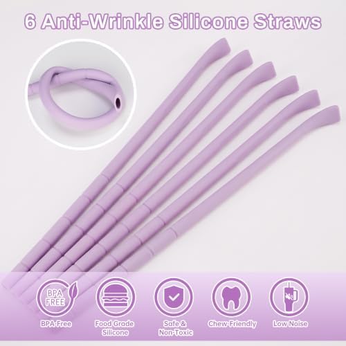 NiHome 6PCS Silicone Anti-Wrinkle Straws Fit for Stanley 40oz 30oz Tumblers