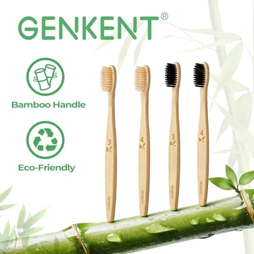 GENKENT Ultra Soft Bamboo Toothbrush, 12 Pack, 0.15mm Bristles