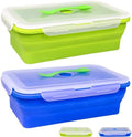 82.8oz Extra Large Collapsible Silicone Food Storage Containers with Lids, 2 Pack Meal Prep Bento Lunch Boxes for Kitchen Office Travel Camping, Microwave Freezer Dishwasher Safe, BPA Free,