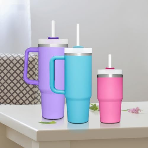 12 PCS Replacement Straws for Stanley|Owala|Simple Modern 40oz 30oz Tumbler, Reusable Clear Drinking Straws with Cleaning Brush for Stanley Cup Accessorie，BPA Free, Dishwasher Safe
