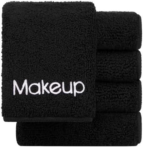 GLIMGLINT Makeup Remover Wash Cloths 5 Pack – Soft Black Makeup Towels