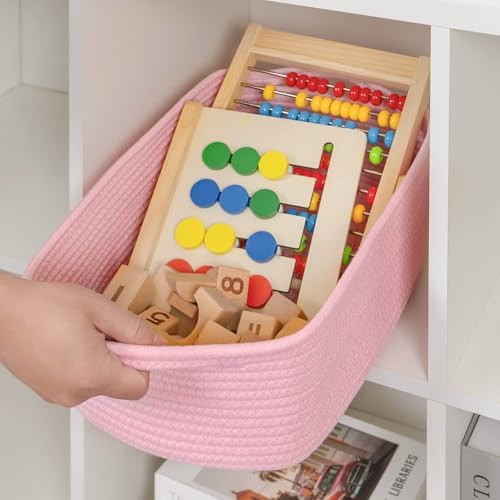 CubesLand Cube Storage Organizer Basket Bin, Cotton Rope Shelves Basket