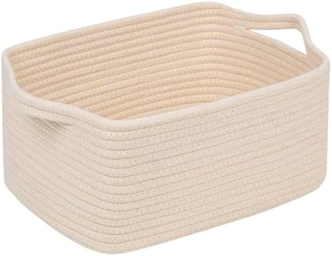 CubesLand Cube Storage Organizer Basket Bin, Cotton Rope Shelves Basket