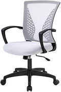 FDW | Mid Back Office Chair | White | with Lumbar Support, 360 Swivel