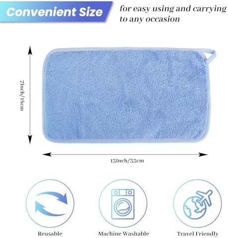 8 Pack Makeup Remover Cloth,13x7 Inch Reusable Makeup Remover Towels, Ultra Soft Microfiber Face Cloth Reusable Facial Washcloths, Blue