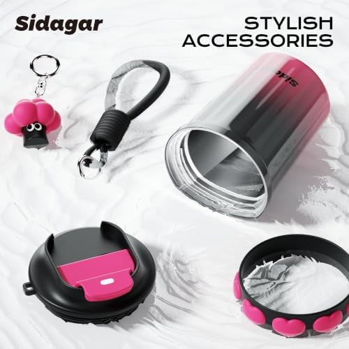 12 oz Insulated Coffee Tumbler with Lid, Cute Travel Mug, Black