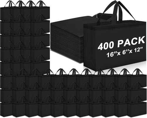 Windyun Reusable Grocery Bags Large Non Woven Shopping Bags with Handles Foldable Portable Tote, 16x6x12 Inch