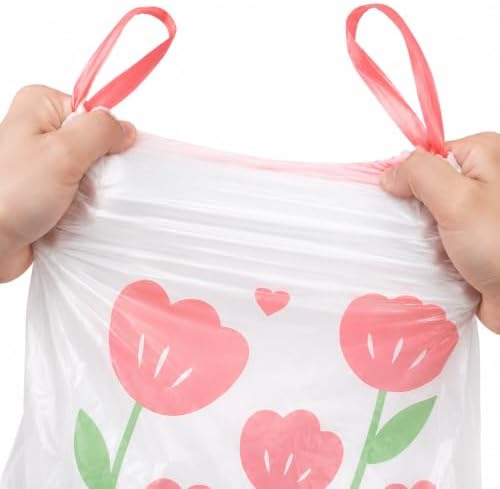 4 Gallon Trash Bags Drawstring - Unscented Small Garbage Bags 100 Count